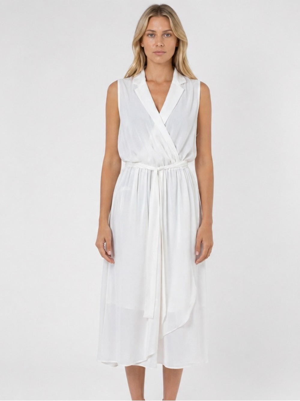 Sheike Australia White Sheer Faux Wrap Sleeveless Midi Dress Size AU 12, US 8 - Picture 16 of 16